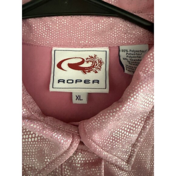 Roper Snap Button Western Shirt Extra Large Holograph Pink Womens Cawgirl Ranch - Picture 4 of 7